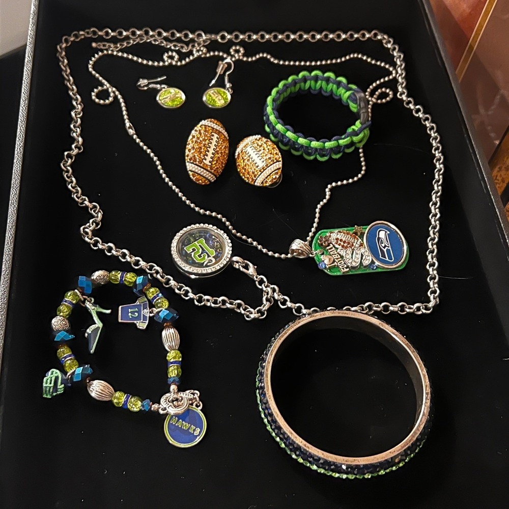 Seattle Seahawks Jewelry Lot Women Earrings Bracelets Necklaces NFL Fan Gear